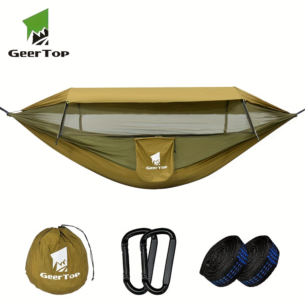 [3-in-1 Hammock] GEERTOP 3-in-1 Outdoor Hammock | Double Sleep Rest Camping Hammock with Mosquito Net Sun Shelter for Backpacking Travel Garden Park NovaCart