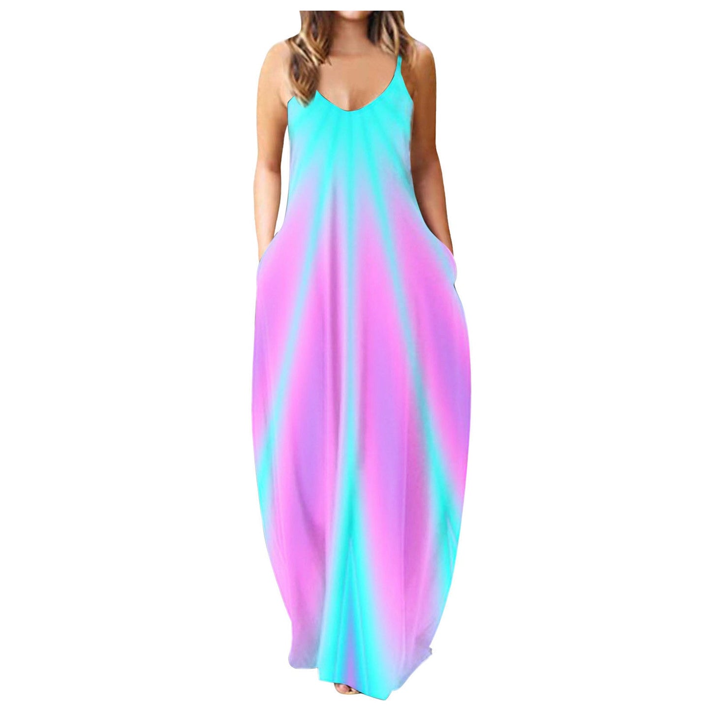 Casual Print Plus Size Sling Long Dress Grayceful LLC
