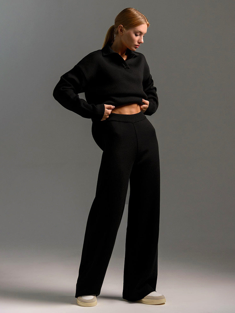 Women’s Fall Winter Two-Piece Set – Loose Collar Sweater Casual Outfit FitiqueFit