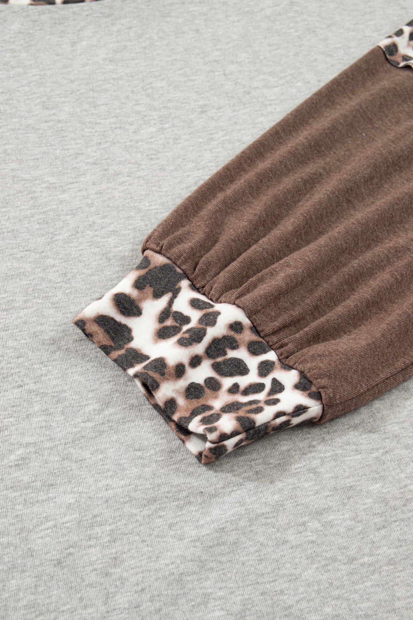 Gray Plus Size Leopard Color Block Patchwork Dolman Sweatshirt Garden Naked Curves