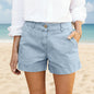 Women's High-Waisted Twill Cotton Bermuda Shorts FitiqueFit