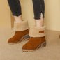 Women's Warm Faux Fur Lined Boots, Slip On Block Heeled Ankle Boots, Women's Footwear NovaCart