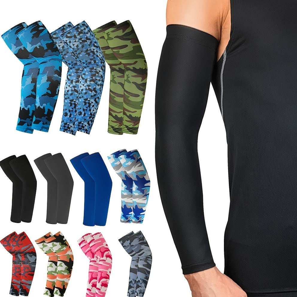 2pcs Arm Sleeves - Warm, Cooling, Sports Sleeve Hand Covers for Running, Fishing, Cycling | Durable Textile Material, Black with Colorful Patterns, Hand Washable, Sports Armwear | Patterned Sleeve | Woven Texture NovaCart