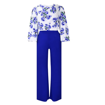 Printed Floral Lace-Up Top & Wide-Leg Pants Set – 4 Colors, S–3XL FitiqueFit