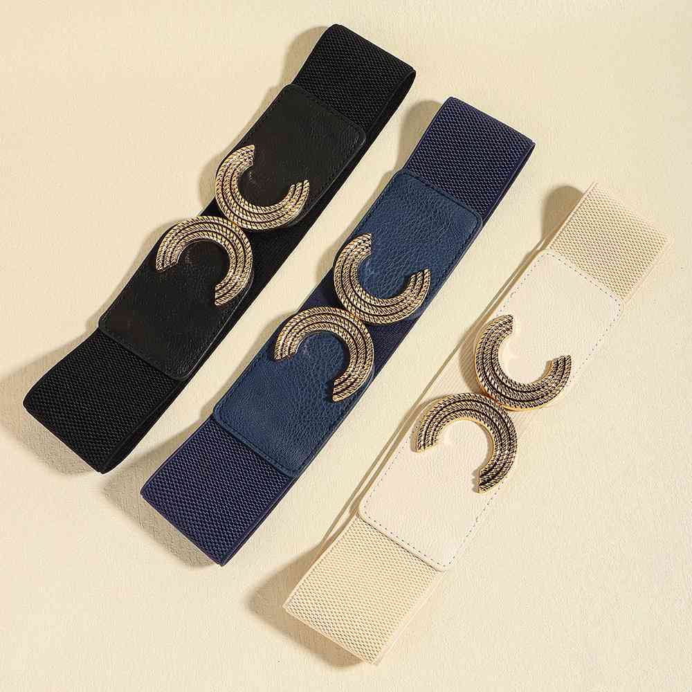 YourBrand Double C Buckle Elastic Belt – Stylish and Versatile Design See size chart under “more details” The Fashion Celestial