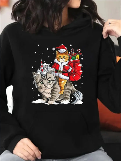 Plus Size Christmas Cat Hoodie FitiqueFit