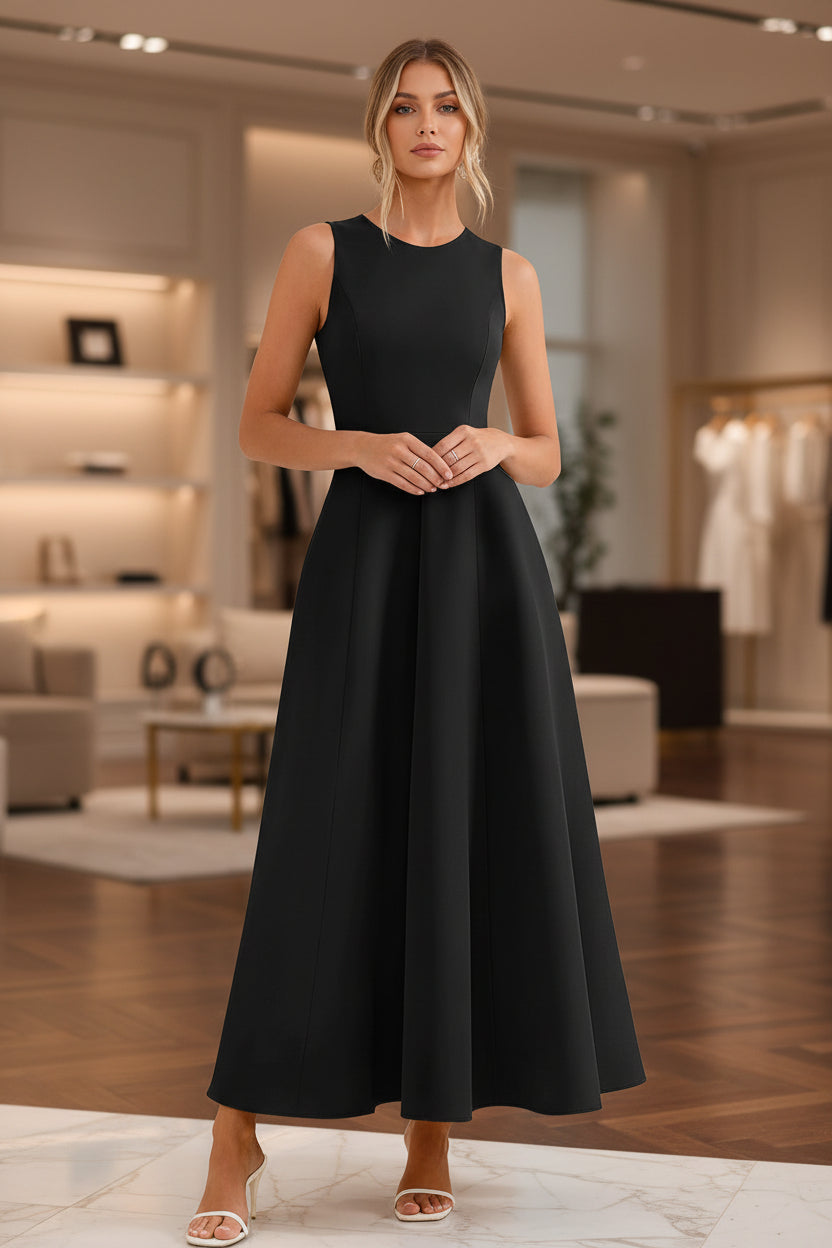 Women's Slim-Fit Long Vest Dress – A-Line High-Waist Sleeveless FitiqueFit