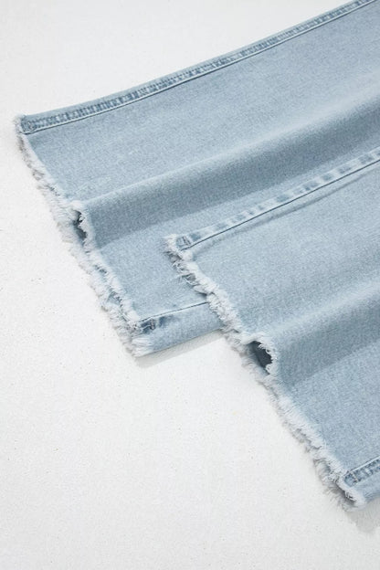 Light Wash Utility Pocket Straight Leg Jeans New Era Fashion LLc