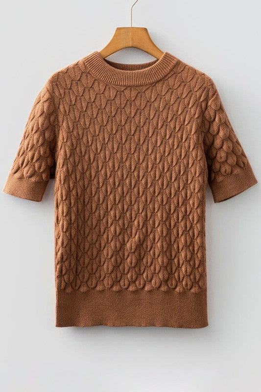 Fish Scale Textured Knit Short Sleeve Sweater Shop Style & More | Fresh Looks, Everyday Deals & Free Shipping