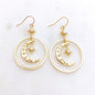 Elegant Boho-Chic Golden-Tone Moonstone Dangle Earrings for Women - Crescent Moon with Star Motifs, Zinc Alloy, Perfect for Daily Wear & Parties, Moon Earrings NovaCart