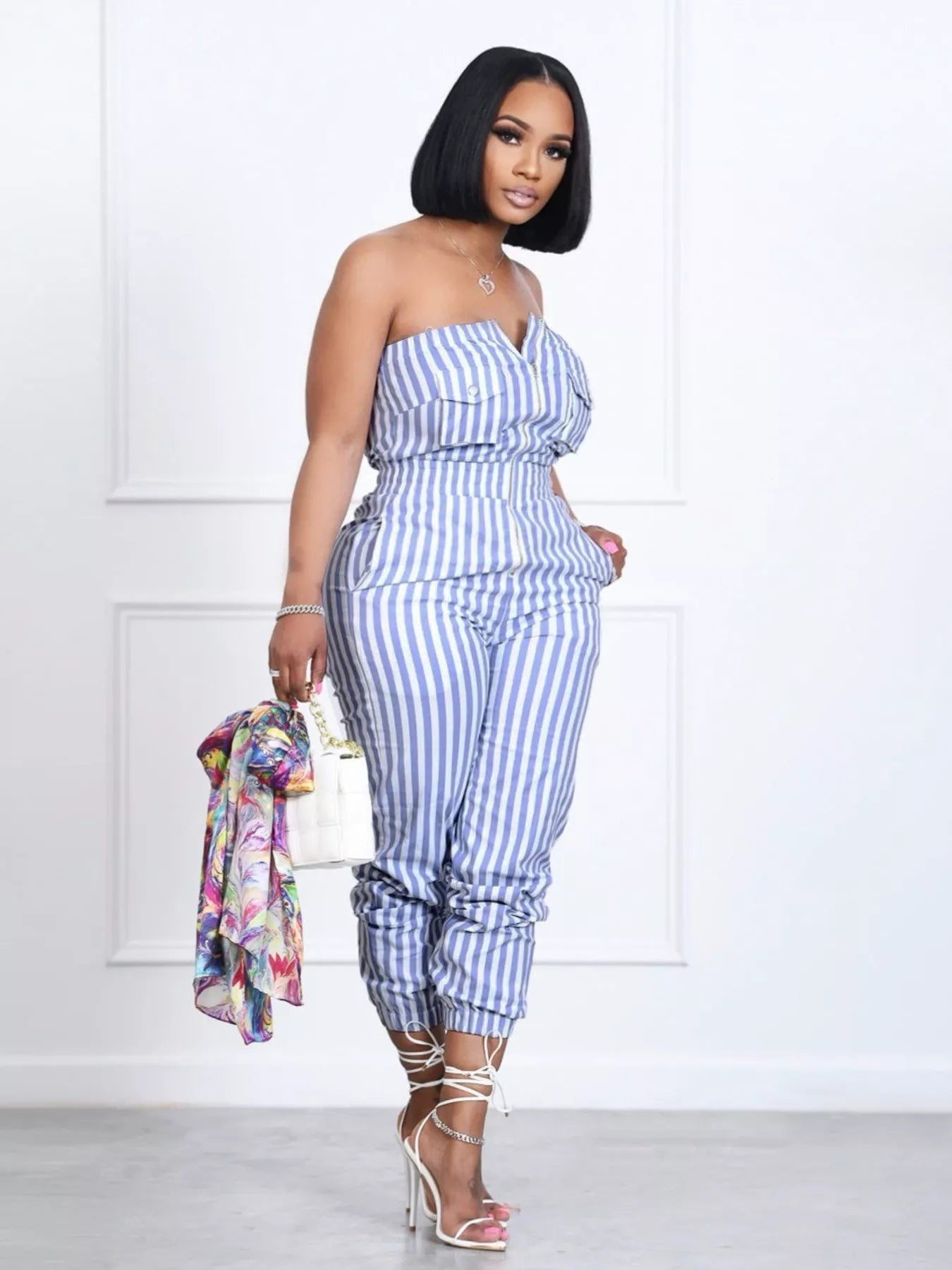 Striped Tube Casual Jumpsuit New Era Fashion LLc