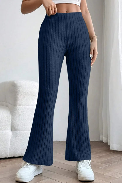 Basic Bae Full Size Ribbed High Waist Flare Pants New Era Fashion LLc