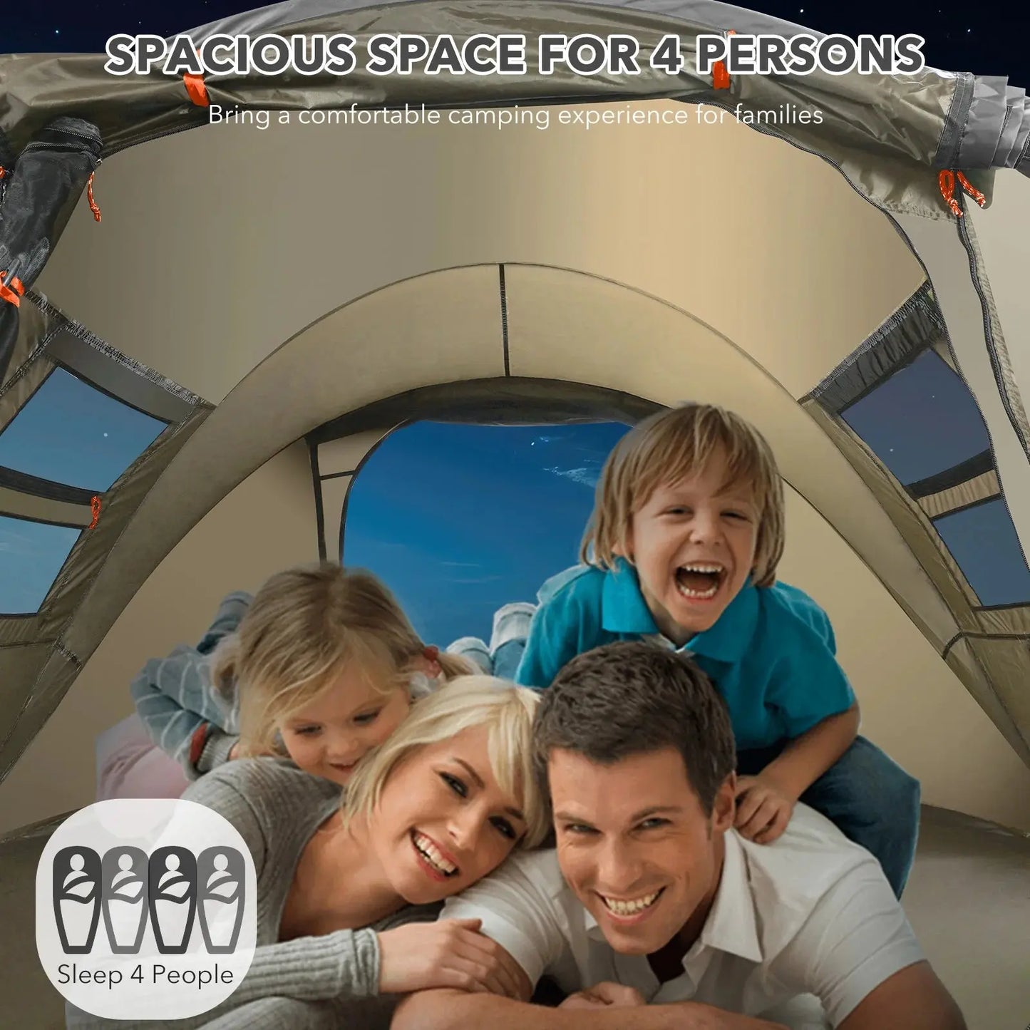Effortless Camping with the MARNUR Instant 4-Person Pop-Up Tent - Spacious, Lightweight, and Ready in Seconds!