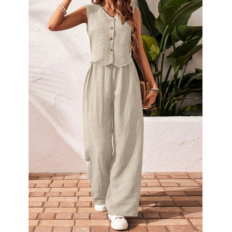 Women’s crop vest blazer wide leg pants set FitiqueFit