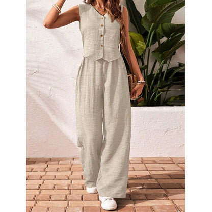 Women’s crop vest blazer wide leg pants set FitiqueFit