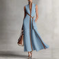 Women's Patchwork Cardigan & Wide Leg Pants Set | Colorblock Linen FitiqueFit
