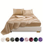 4pcs Satin Bed Sheet Four-Piece Set Includes One Fitted Sheet, One Flat Sheet, And Two Pillowcases. Pillowcases Do Not Include Inserts. Solid Colors Showcase Simple Elegance. The Simple Style Is Classic And Timeless. Polyeste NovaCart