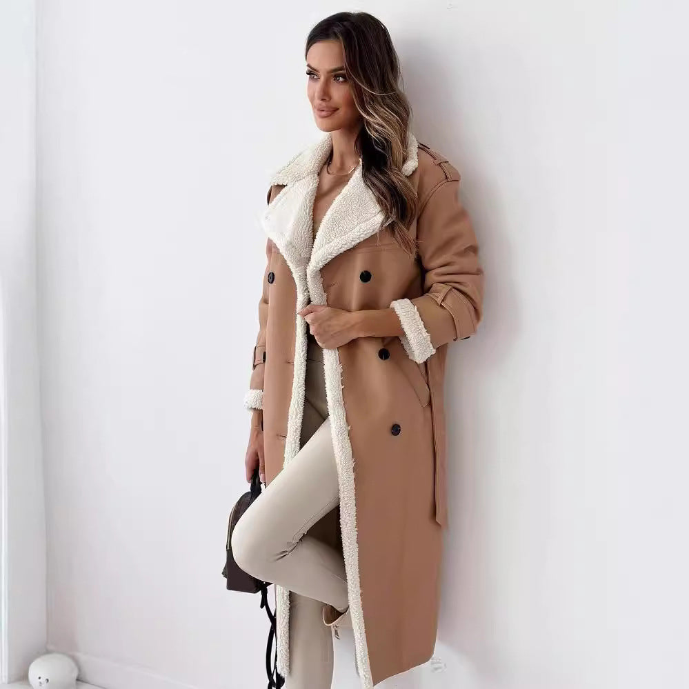 Women’s Belted Double-Breasted Winter Trench Coat FitiqueFit