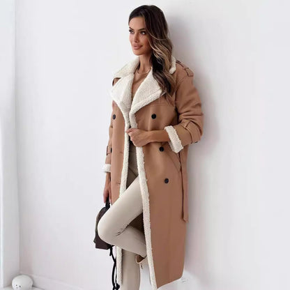 Women’s Belted Double-Breasted Winter Trench Coat FitiqueFit