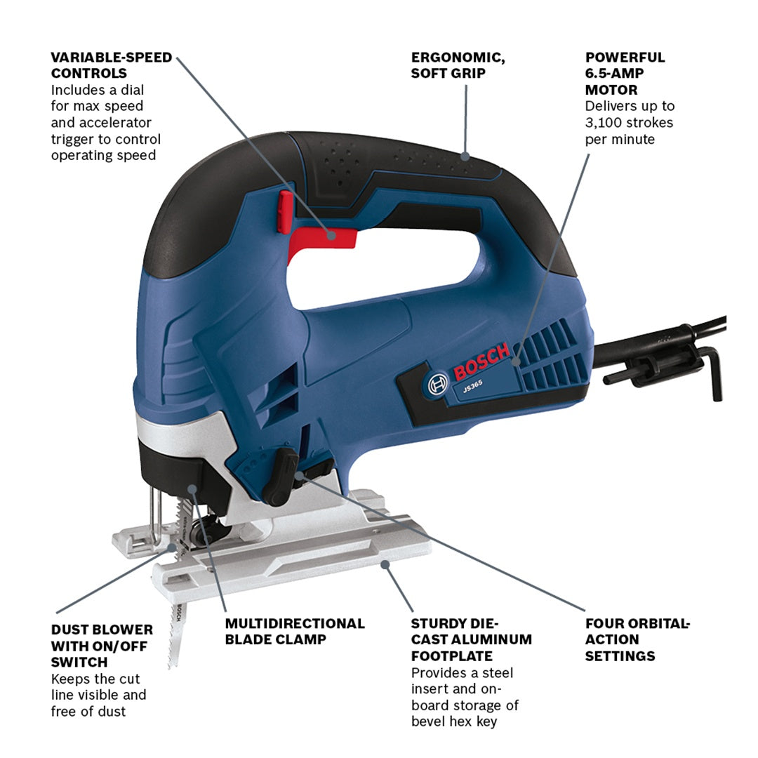 BOSCH JS365 6.5 Amp Top-Handle Jig Saw VM Hardware