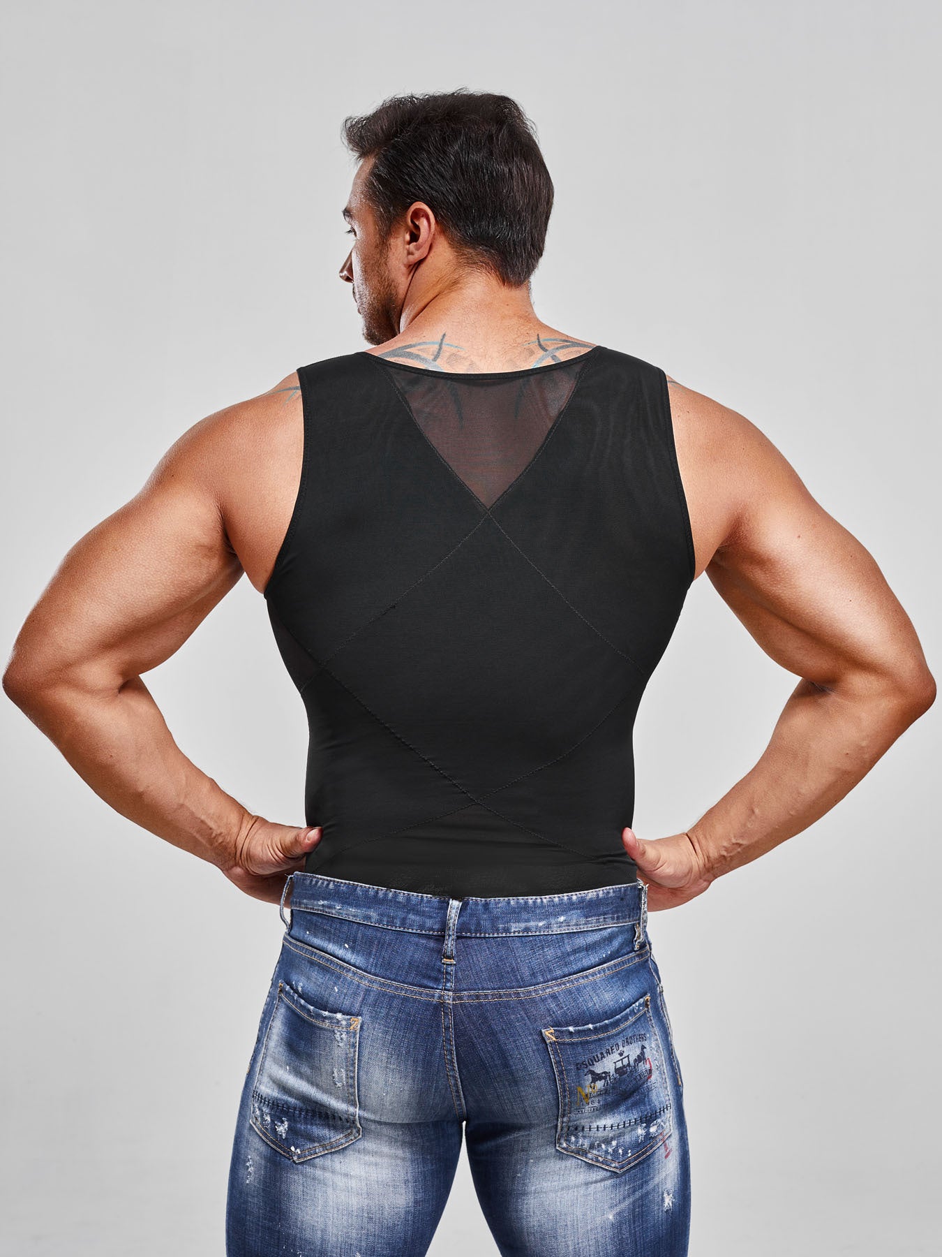 SCARBORO Men's Compression Shirt for Body Shaper Slimming Vest Tight Tummy Underwear Tank Top NovaCart