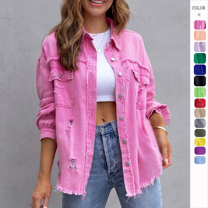 Fashion Ripped Shirt Jacket Female FitiqueFit
