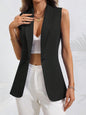 Women's Sleeveless Single-Button Cardigan Jacket – Round Neck FitiqueFit