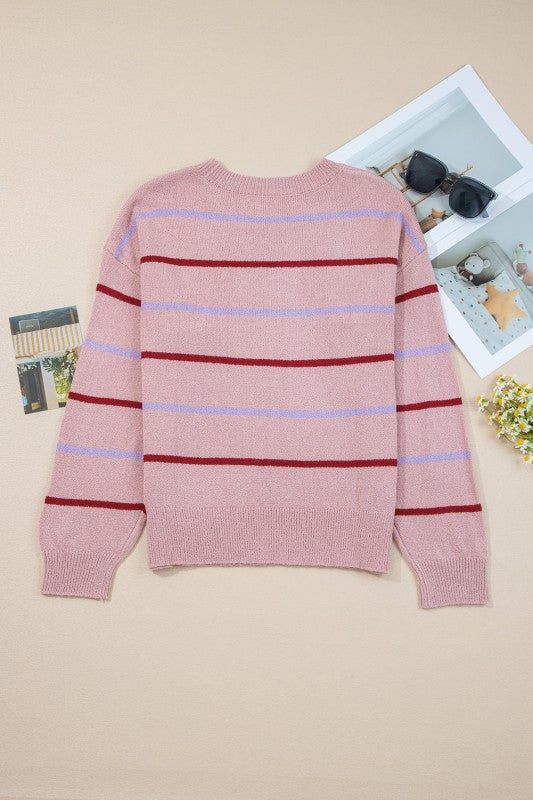 Stripe Ribbed Trim Drop Shoulder Sweater Shop Style & More | Fresh Looks, Everyday Deals & Free Shipping