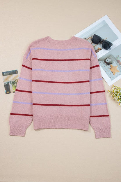 Stripe Ribbed Trim Drop Shoulder Sweater Shop Style & More | Fresh Looks, Everyday Deals & Free Shipping