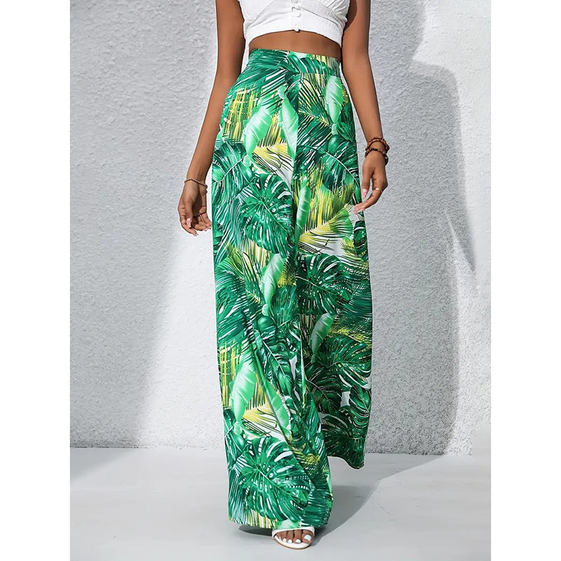 Women’s Printed High‑Waist Wide‑Leg Palazzo Pants FitiqueFit