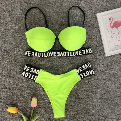 Women's Sexy White Leopard Print Bikini Swimsuit Set
