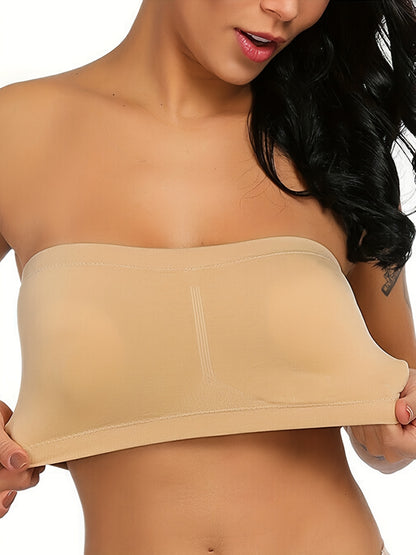 Plus Size Double-Layer Anti-See-Through Base Layer Tube Top Bra with Padded Cups, Wire-Free, and Underwire-Free NovaCart