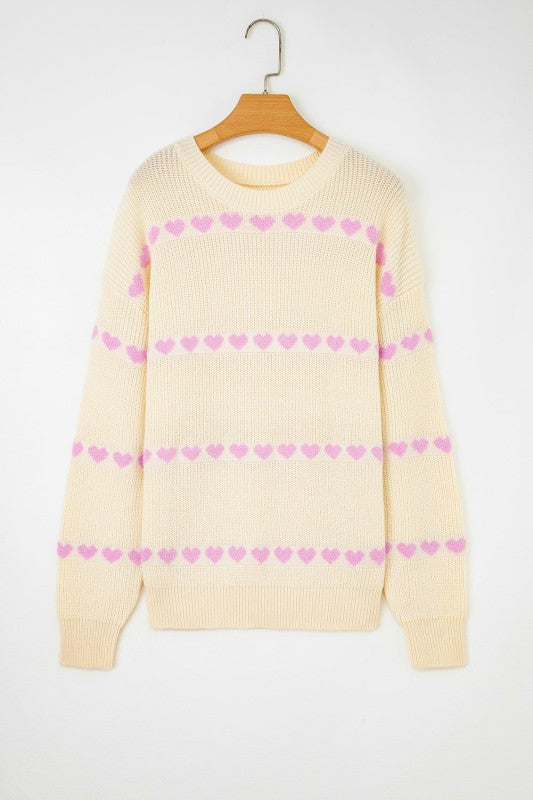 Valentine Heart Ribbed Knit Crewneck Sweater Shop Style & More | Fresh Looks, Everyday Deals & Free Shipping