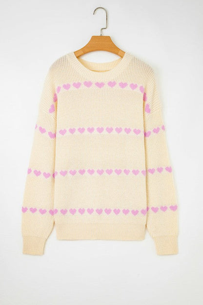 Valentine Heart Ribbed Knit Crewneck Sweater Shop Style & More | Fresh Looks, Everyday Deals & Free Shipping