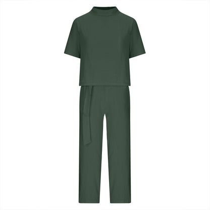 Round-Neck 3/4 Sleeve Top & Pants Two-Piece Set – 6 Colors, S–XXL FitiqueFit