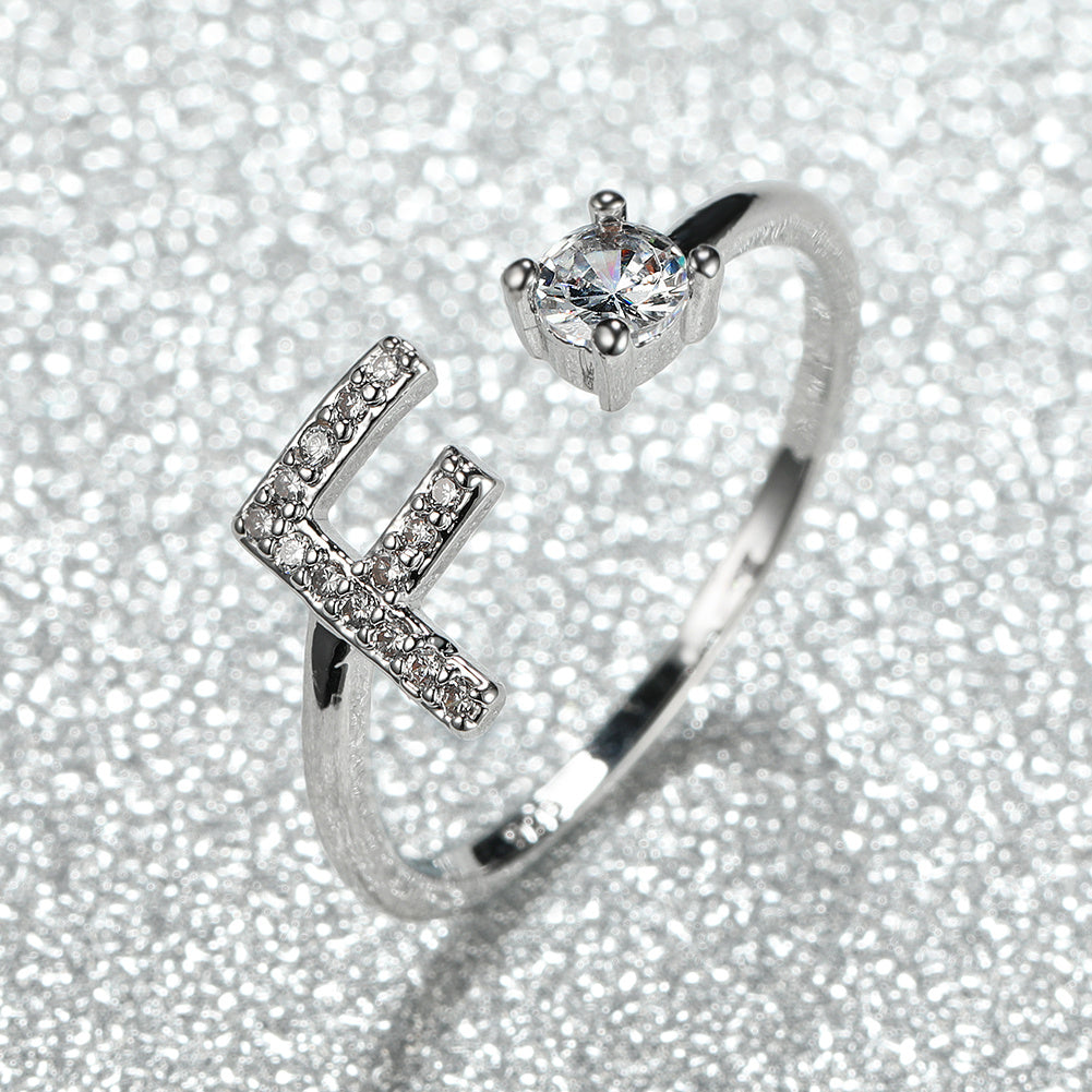 Popular Fashion Silvery AZ Letter Ring Initials Wedding Love Couple Rings Bridesmaid Gift NovaCart