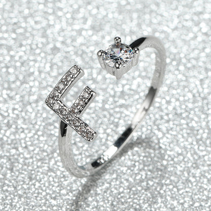 Popular Fashion Silvery AZ Letter Ring Initials Wedding Love Couple Rings Bridesmaid Gift NovaCart