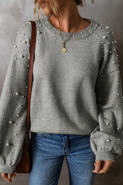 Solid Pearl Drop Shoulder Round Neck Sweater Shop Style & More | Fresh Looks, Everyday Deals & Free Shipping