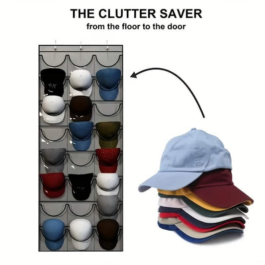 24-Grid Hanging Door Organizer – Space-Saving Nylon Storage with Clear Pockets