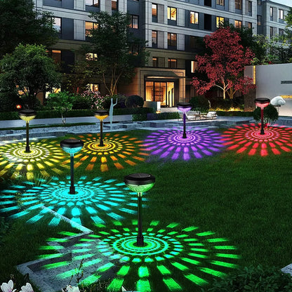 Transform Your Outdoor Space with Rirool's 6 Pack Dual Mode Waterproof Solar Pathway Lights - Illuminate Your Walkway, Garden, and Patio in Stunning White & Multi-Color!