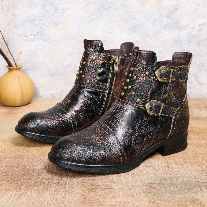 Retro Womens Rivet Belt Buckle Fashion Boots See size chart under “more details” The Fashion Celestial