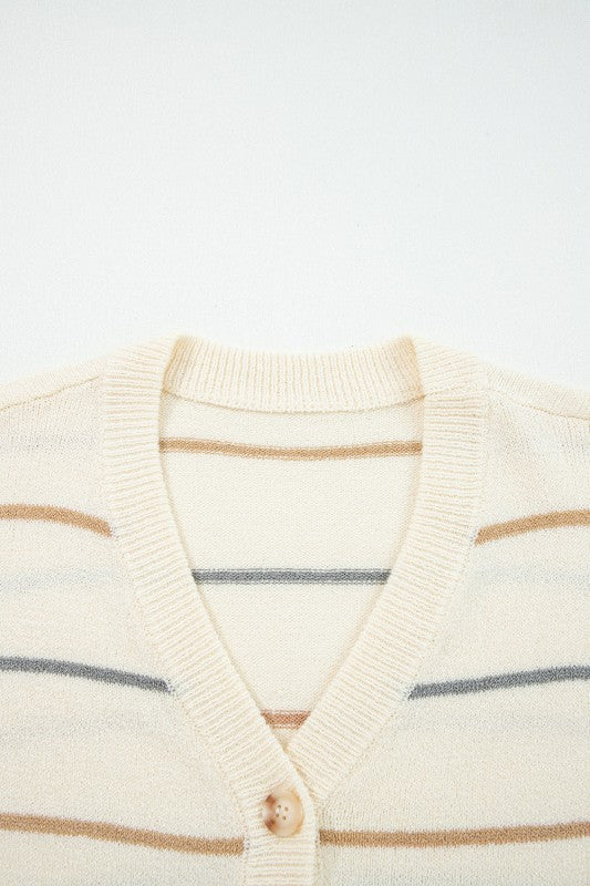 Stripe Buttoned V-Neck Cardigan Sweater Shop Style & More | Fresh Looks, Everyday Deals & Free Shipping