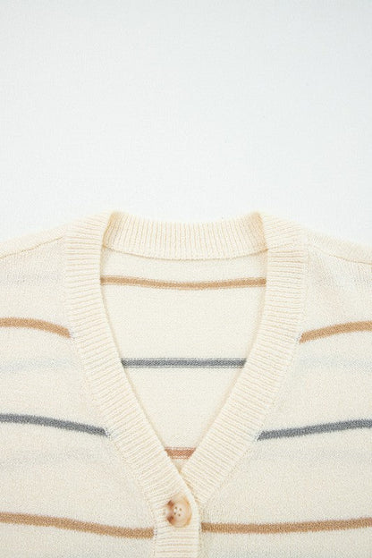 Stripe Buttoned V-Neck Cardigan Sweater Shop Style & More | Fresh Looks, Everyday Deals & Free Shipping