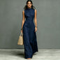 Women's Stand-Collar Single-Breasted Sleeveless Midi Dress FitiqueFit