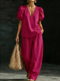 Women’s V-Neck Casual Two Piece Set FitiqueFit