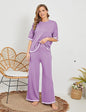 New Knitting Suit Sweater Suit Short Sleeve Pullover Wide Leg Pants Grayceful LLC