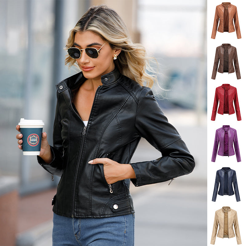 Women’s Classic Leather Jacket – Chic Streetwear Outerwear FitiqueFit