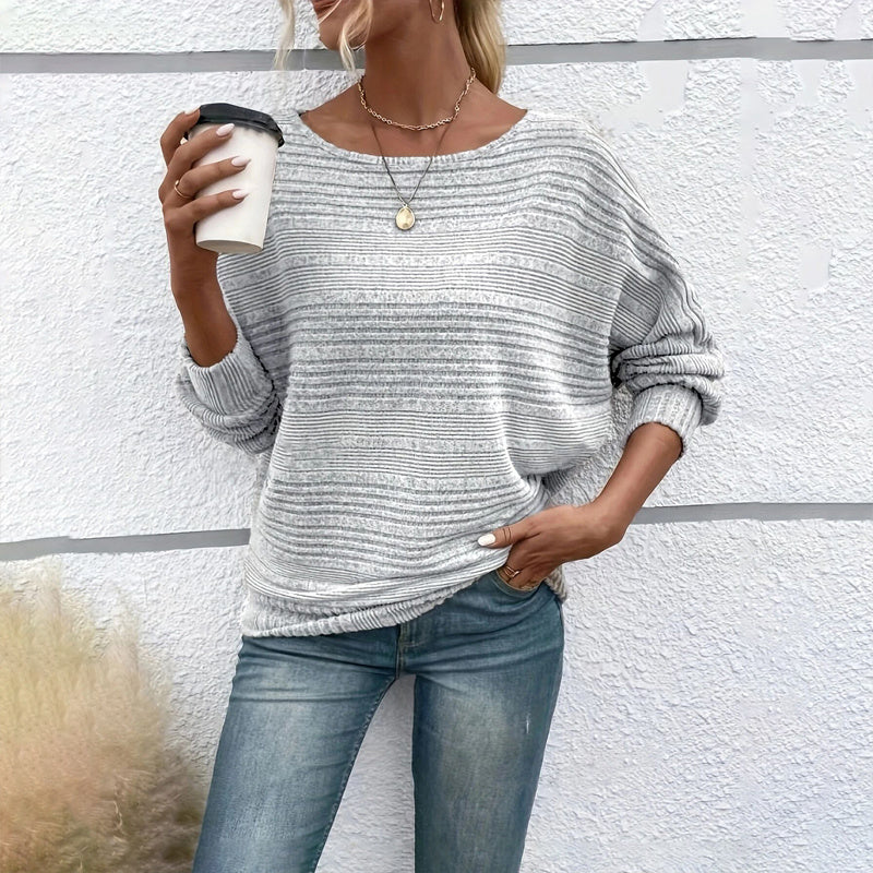 Women’s Textured Round-Neck Long-Sleeve Pullover FitiqueFit
