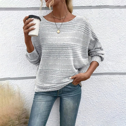 Women’s Textured Round-Neck Long-Sleeve Pullover FitiqueFit