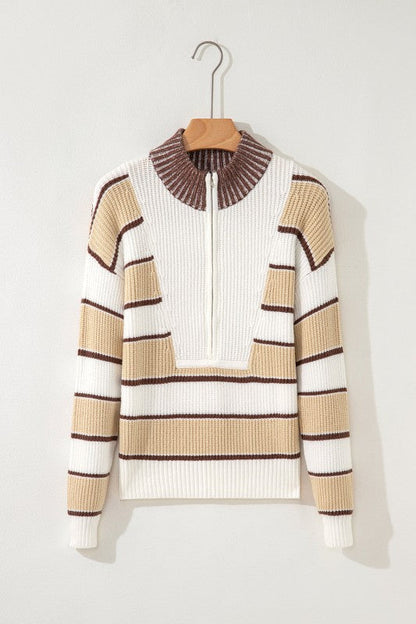 Stripe Half-Zip Drop Shoulder Sweater Shop Style & More | Fresh Looks, Everyday Deals & Free Shipping